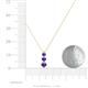 2 - Kesha (3.4mm) Round Iolite Graduated Three Stone Drop Pendant 