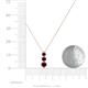 4 - Kesha (3.4mm) Round Red Garnet Graduated Three Stone Drop Pendant 