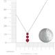 4 - Kesha (3.4mm) Round Ruby Graduated Three Stone Drop Pendant 