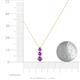 4 - Kesha (3.4mm) Round Amethyst Graduated Three Stone Drop Pendant 