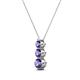 2 - Kesha (3.4mm) Round Iolite Graduated Three Stone Drop Pendant 