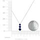 4 - Kesha (3.4mm) Round Blue Sapphire Graduated Three Stone Drop Pendant 