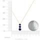 4 - Kesha (3.4mm) Round Blue Sapphire Graduated Three Stone Drop Pendant 