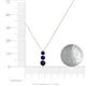 4 - Kesha (3.4mm) Round Blue Sapphire Graduated Three Stone Drop Pendant 