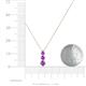 4 - Kesha (3.4mm) Round Amethyst Graduated Three Stone Drop Pendant 