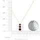 4 - Kesha (3.4mm) Round Red Garnet Graduated Three Stone Drop Pendant 