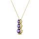 4 - Kesha (3.4mm) Round Iolite Graduated Three Stone Drop Pendant 