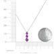 4 - Kesha (3.4mm) Round Amethyst Graduated Three Stone Drop Pendant 