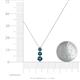 4 - Kesha (3.4mm) Round Blue Diamond Graduated Three Stone Drop Pendant 