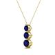 2 - Kesha (4mm) Round Blue Sapphire Graduated Three Stone Drop Pendant 
