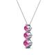 2 - Kesha (4mm) Round Pink Sapphire Graduated Three Stone Drop Pendant 