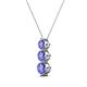2 - Kesha (4mm) Round Tanzanite Graduated Three Stone Drop Pendant 