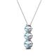 2 - Kesha (4mm) Round Aquamarine Graduated Three Stone Drop Pendant 