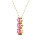 2 - Kesha (4mm) Round Pink Tourmaline Graduated Three Stone Drop Pendant 