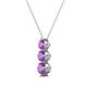 2 - Kesha (4mm) Round Amethyst Graduated Three Stone Drop Pendant 