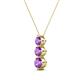 2 - Kesha (4mm) Round Amethyst Graduated Three Stone Drop Pendant 