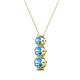 2 - Kesha (4mm) Round Blue Topaz Graduated Three Stone Drop Pendant 