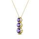 2 - Kesha (4mm) Round Iolite Graduated Three Stone Drop Pendant 