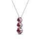 2 - Kesha (4mm) Round Rhodolite Garnet Graduated Three Stone Drop Pendant 