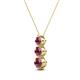 2 - Kesha (4mm) Round Rhodolite Garnet Graduated Three Stone Drop Pendant 
