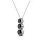 2 - Kesha (4mm) Round Black Diamond Graduated Three Stone Drop Pendant 