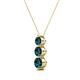 2 - Kesha (4mm) Round Blue Diamond Graduated Three Stone Drop Pendant 