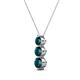 2 - Kesha (4mm) Round London Blue Topaz Graduated Three Stone Drop Pendant 