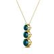 2 - Kesha (4mm) Round London Blue Topaz Graduated Three Stone Drop Pendant 
