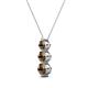 2 - Kesha (4mm) Round Smoky Quartz Graduated Three Stone Drop Pendant 