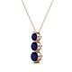 2 - Kesha (4mm) Round Blue Sapphire Graduated Three Stone Drop Pendant 