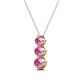 2 - Kesha (4mm) Round Pink Sapphire Graduated Three Stone Drop Pendant 