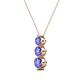2 - Kesha (4mm) Round Tanzanite Graduated Three Stone Drop Pendant 