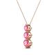 2 - Kesha (4mm) Round Pink Tourmaline Graduated Three Stone Drop Pendant 