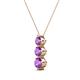 2 - Kesha (4mm) Round Amethyst Graduated Three Stone Drop Pendant 