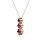 2 - Kesha (4mm) Round Rhodolite Garnet Graduated Three Stone Drop Pendant 