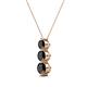 2 - Kesha (4mm) Round Black Diamond Graduated Three Stone Drop Pendant 