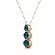 2 - Kesha (4mm) Round Blue Diamond Graduated Three Stone Drop Pendant 