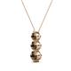 2 - Kesha (4mm) Round Smoky Quartz Graduated Three Stone Drop Pendant 