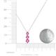 4 - Kesha (4mm) Round Pink Sapphire Graduated Three Stone Drop Pendant 