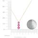 4 - Kesha (4mm) Round Pink Sapphire Graduated Three Stone Drop Pendant 