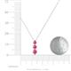 4 - Kesha (4mm) Round Pink Tourmaline Graduated Three Stone Drop Pendant 