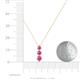 4 - Kesha (4mm) Round Pink Tourmaline Graduated Three Stone Drop Pendant 