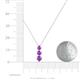 4 - Kesha (4mm) Round Amethyst Graduated Three Stone Drop Pendant 