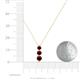 4 - Kesha (4mm) Round Red Garnet Graduated Three Stone Drop Pendant 