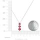 4 - Kesha (4mm) Round Rhodolite Garnet Graduated Three Stone Drop Pendant 