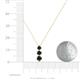 4 - Kesha (4mm) Round Black Diamond Graduated Three Stone Drop Pendant 