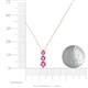 4 - Kesha (4mm) Round Pink Sapphire Graduated Three Stone Drop Pendant 