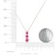 4 - Kesha (4mm) Round Pink Tourmaline Graduated Three Stone Drop Pendant 