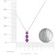 4 - Kesha (4mm) Round Amethyst Graduated Three Stone Drop Pendant 
