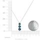 4 - Kesha (4mm) Round Blue Diamond Graduated Three Stone Drop Pendant 